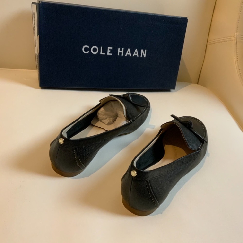 Cole Haan Caddie Bow Loafer Black Leather Flats - Picture 11 of 14